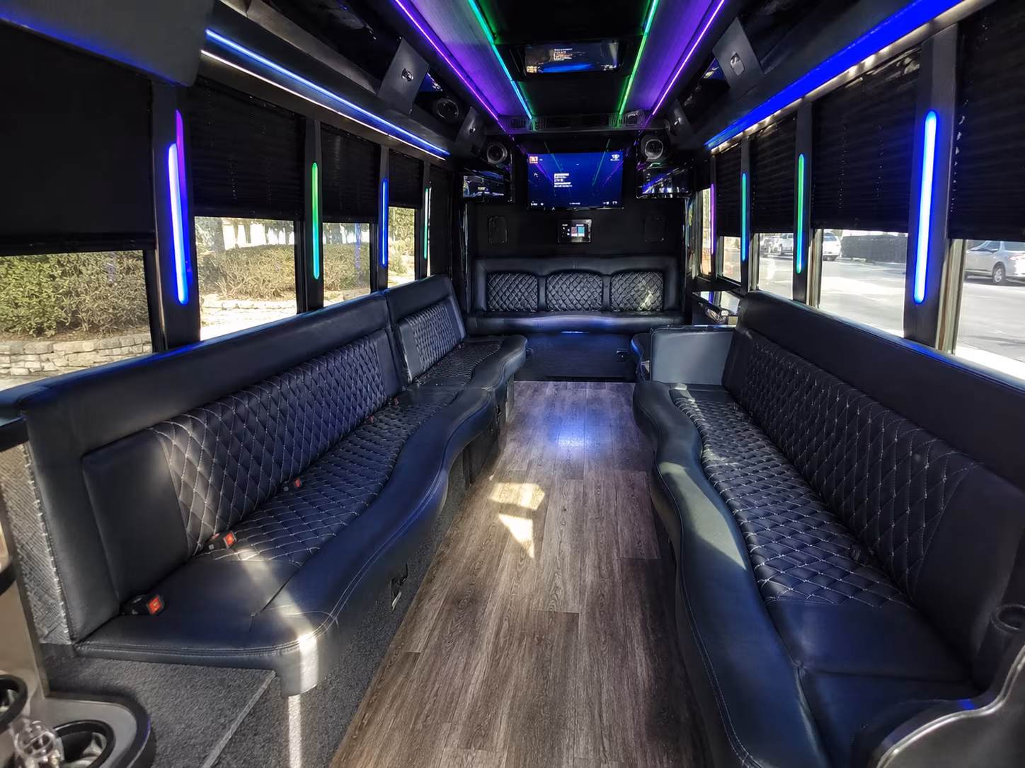 columbia 15 passenger party bus interior