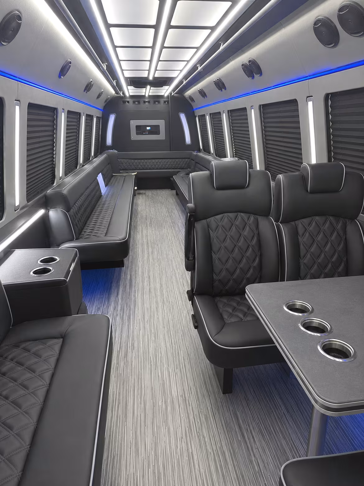 columbia 25 passenger party bus inside