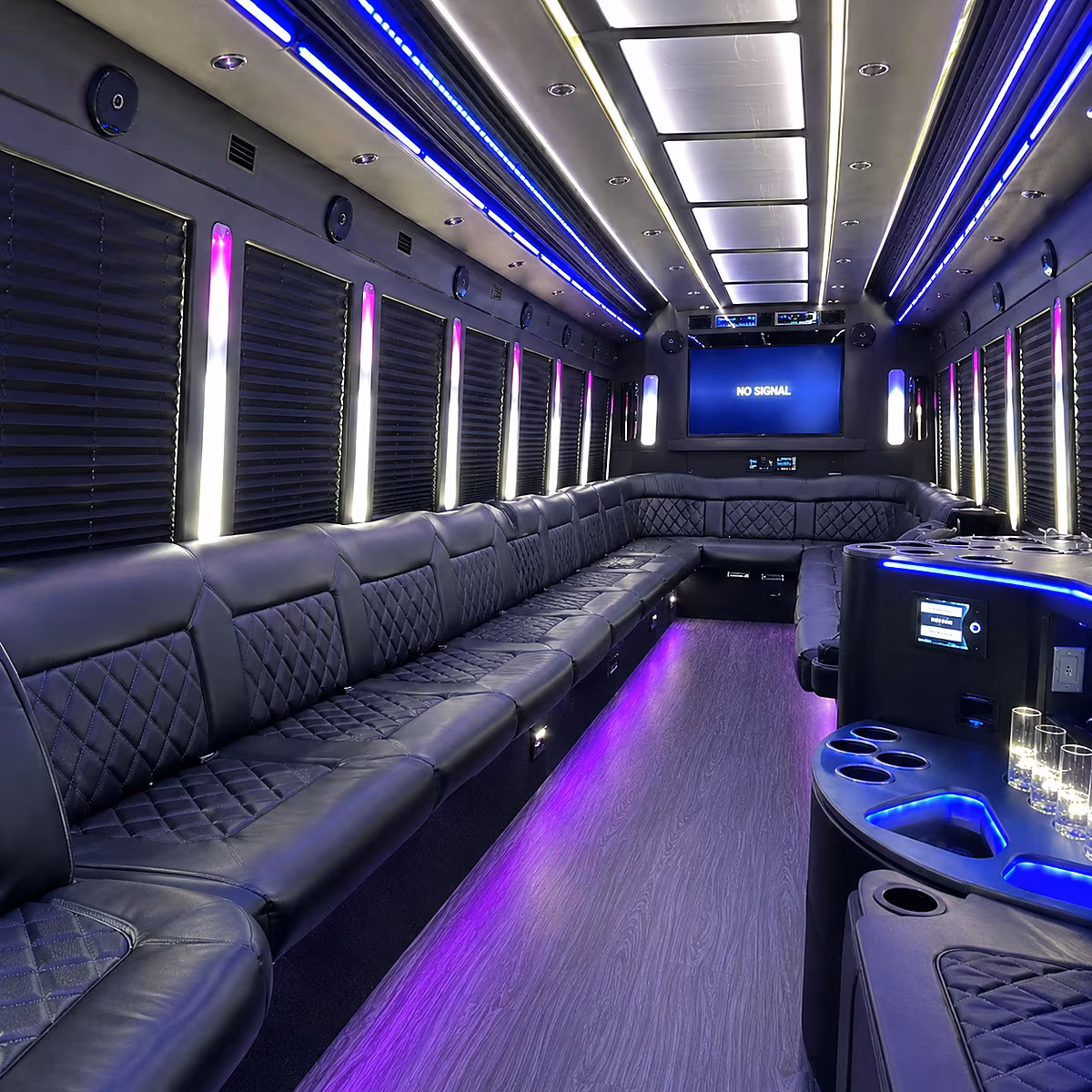 columbia 30 passenger party bus inside