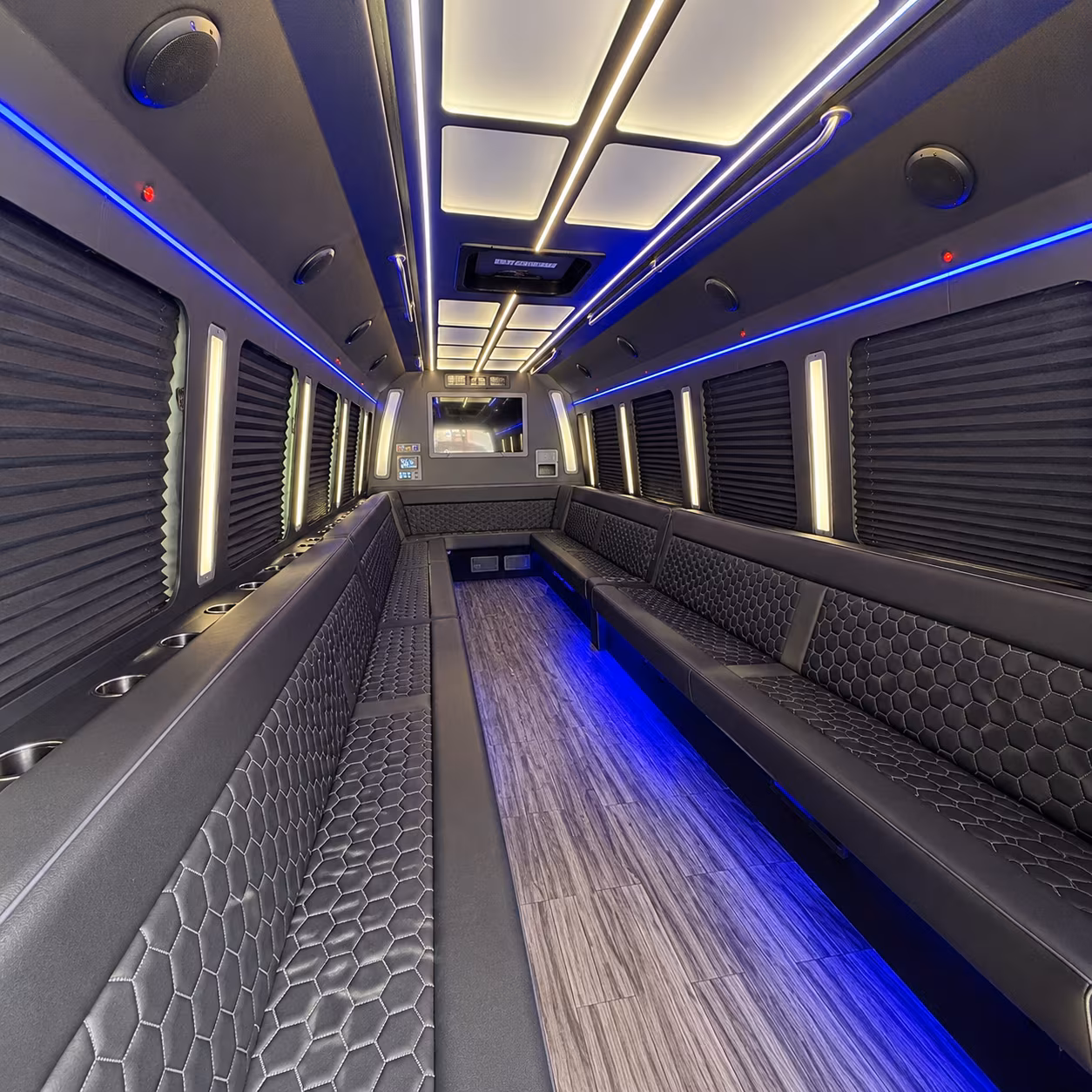 columbia 30 passenger party bus interior