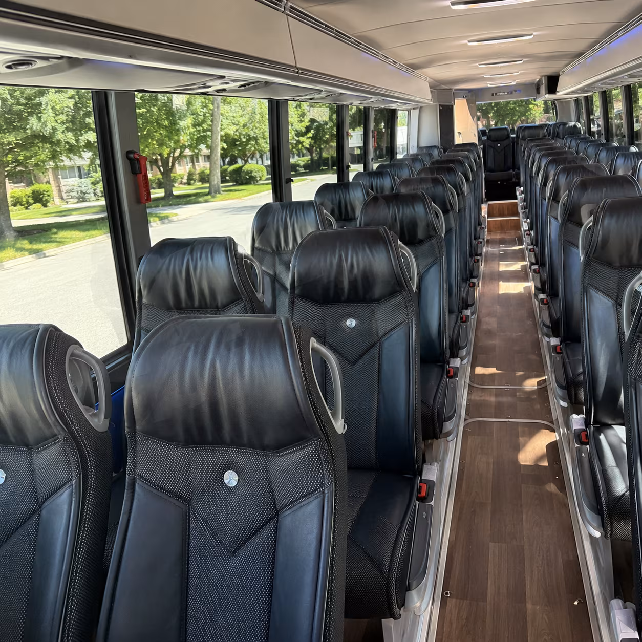 columbia 40 passenger charter bus inside