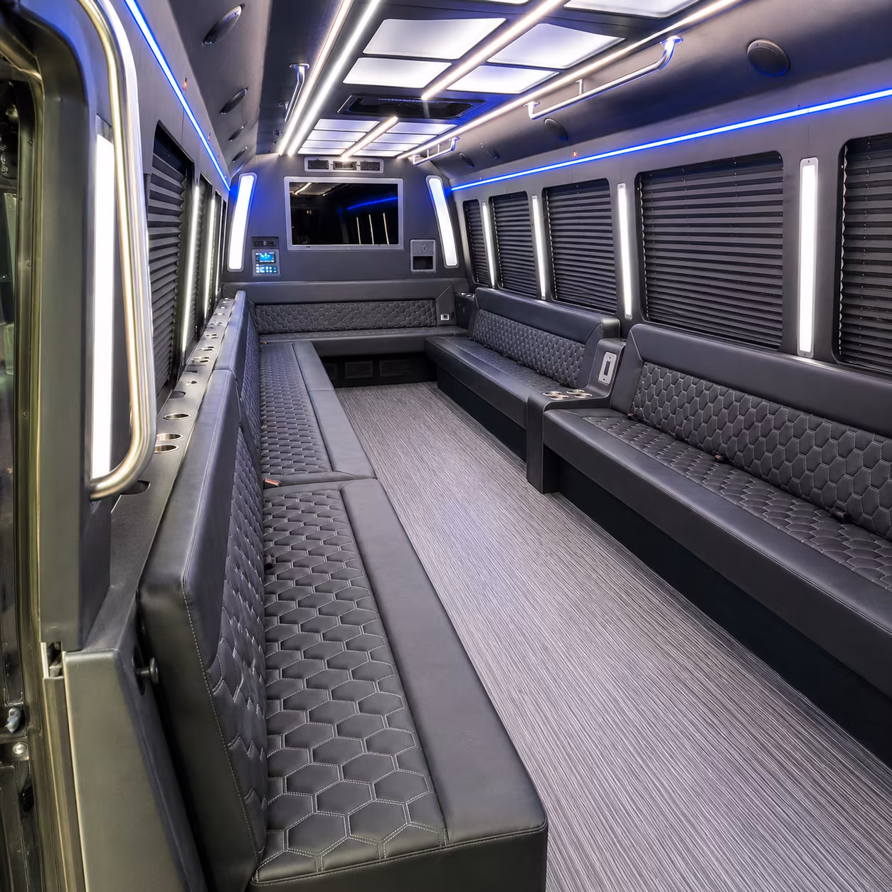columbia 40 passenger party bus interior