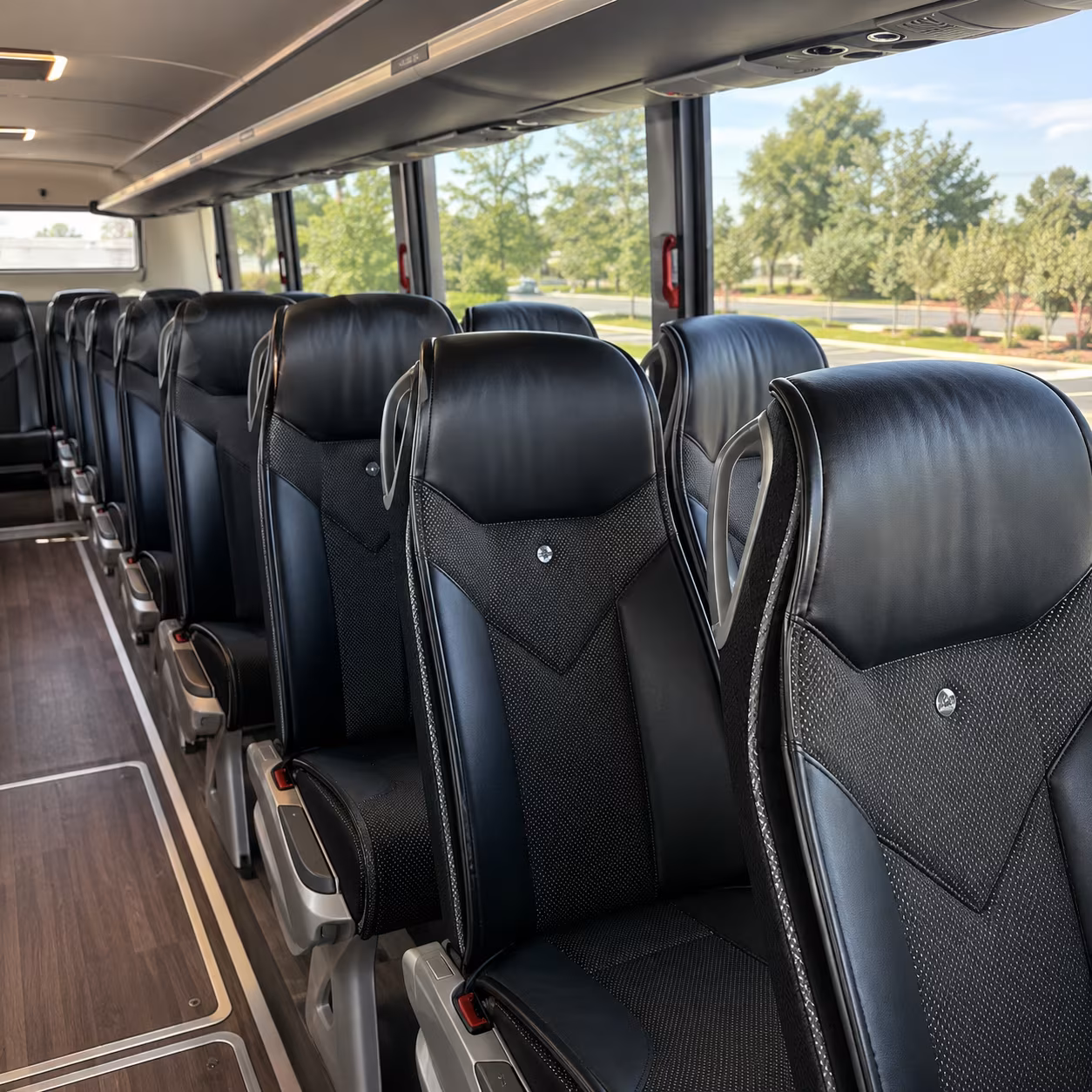 columbia 45 passenger charter bus interior