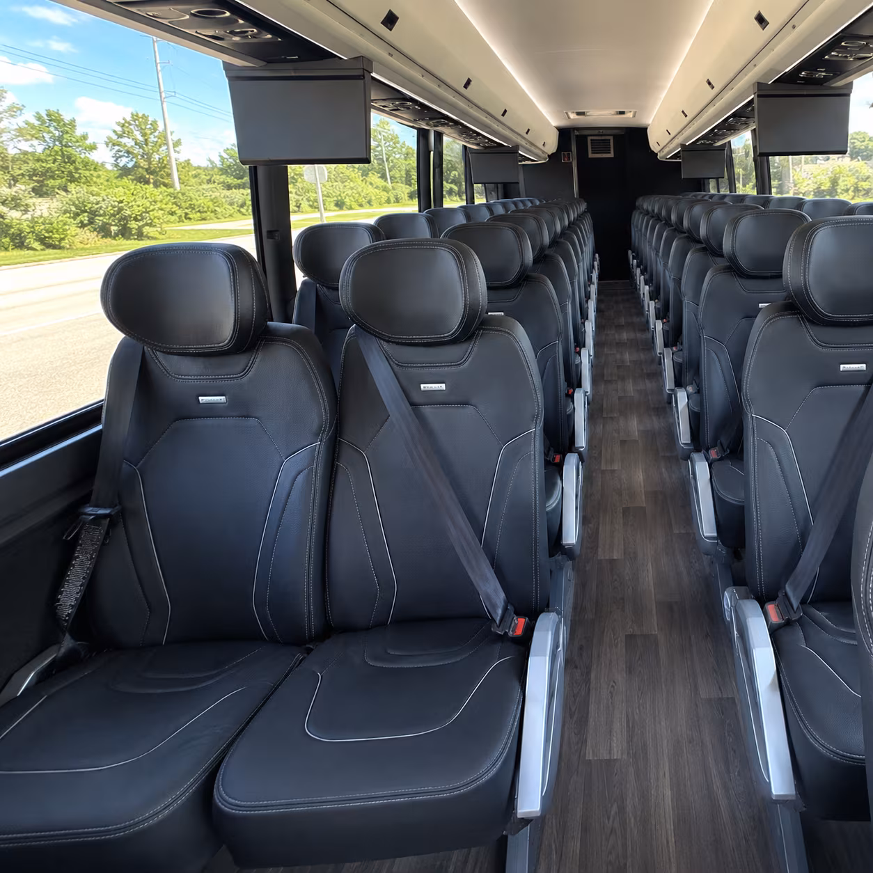 columbia 47 passenger charter bus inside