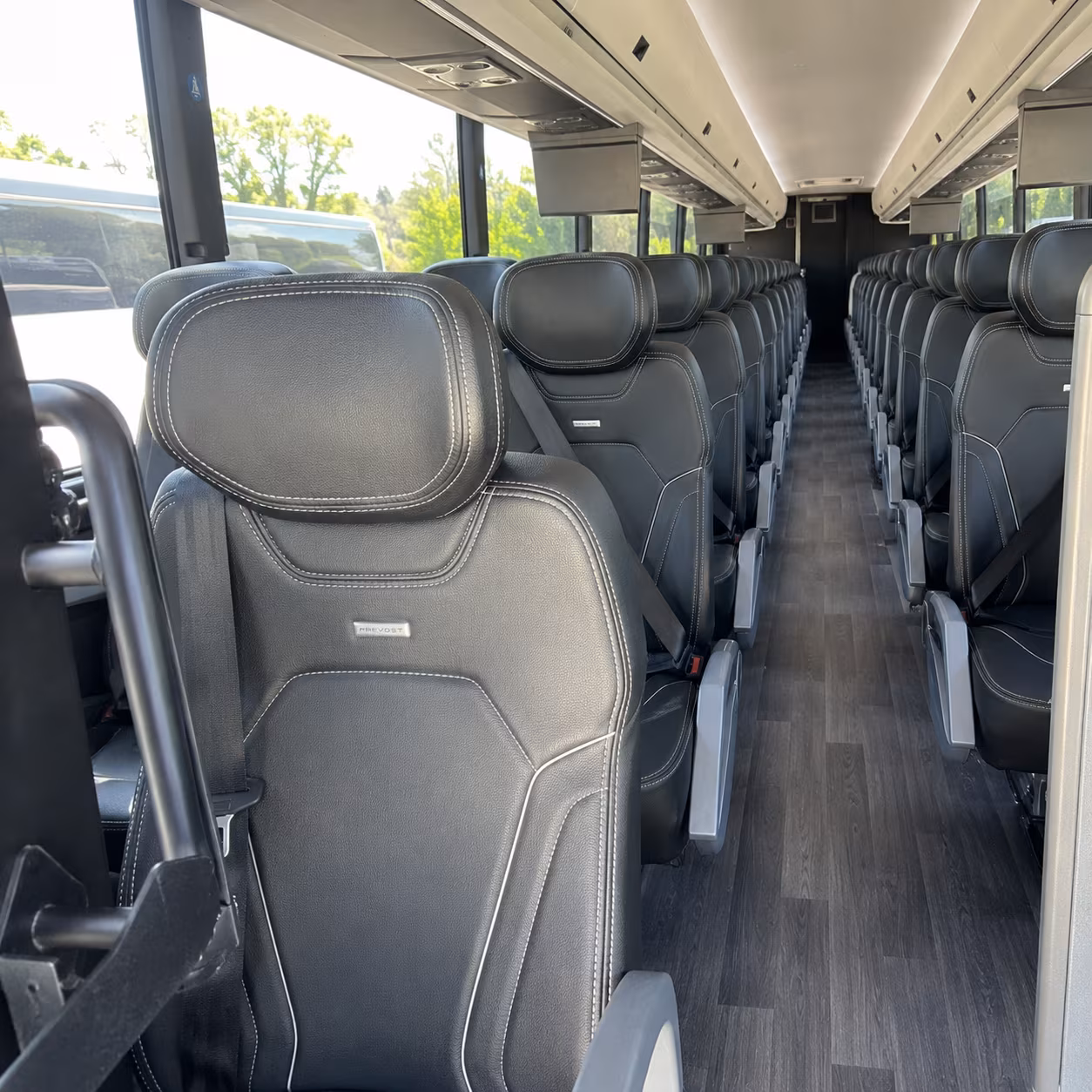 columbia 47 passenger charter bus interior
