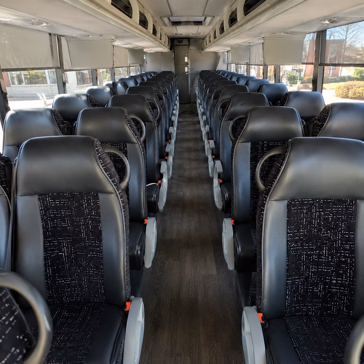 columbia 54 passenger charter bus inside