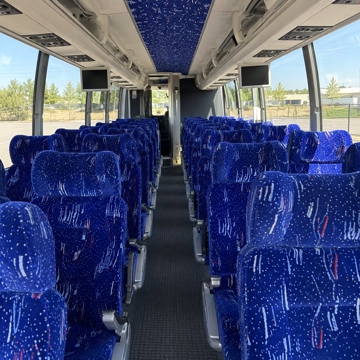 columbia 54 passenger charter bus interior