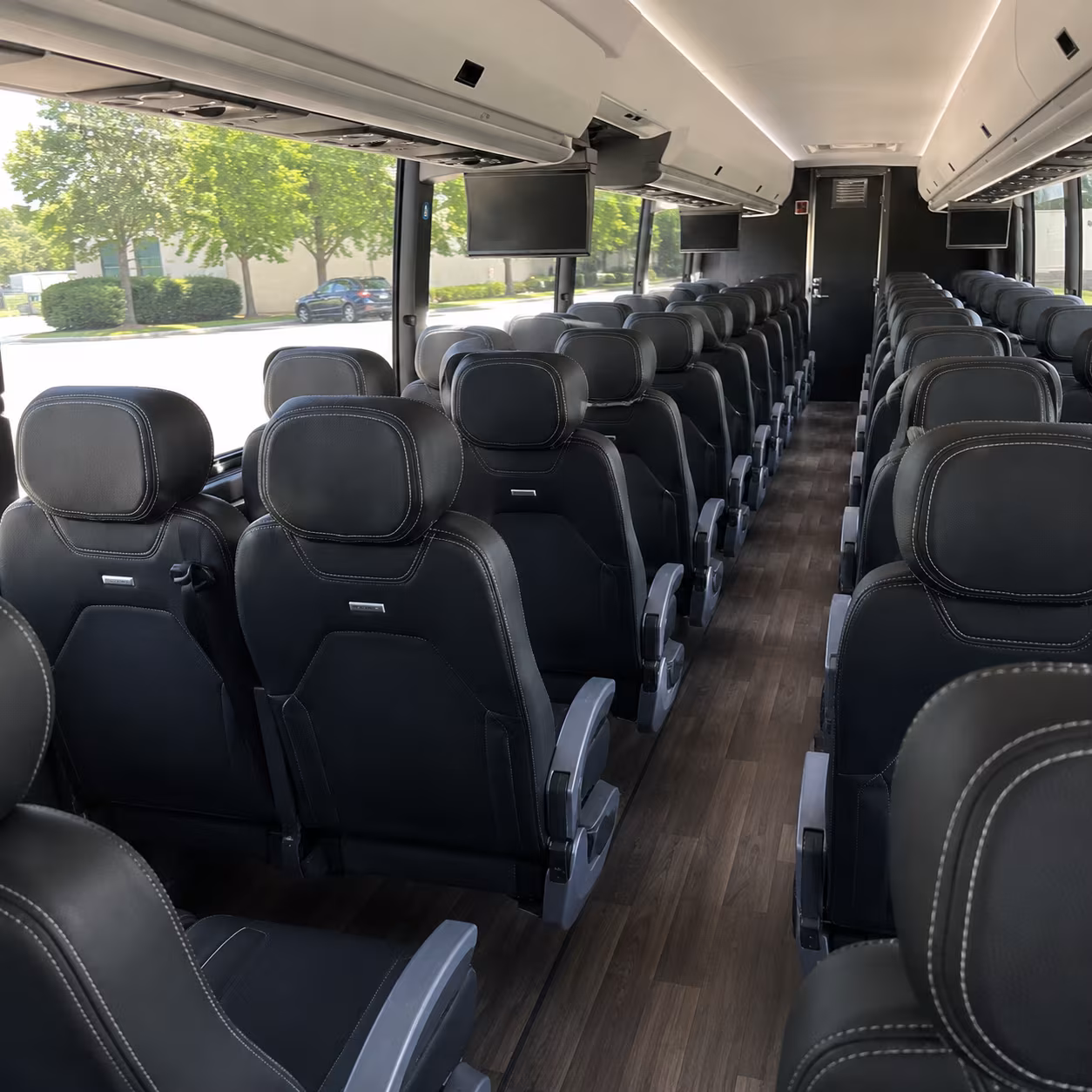 columbia 56 passenger charter bus interior